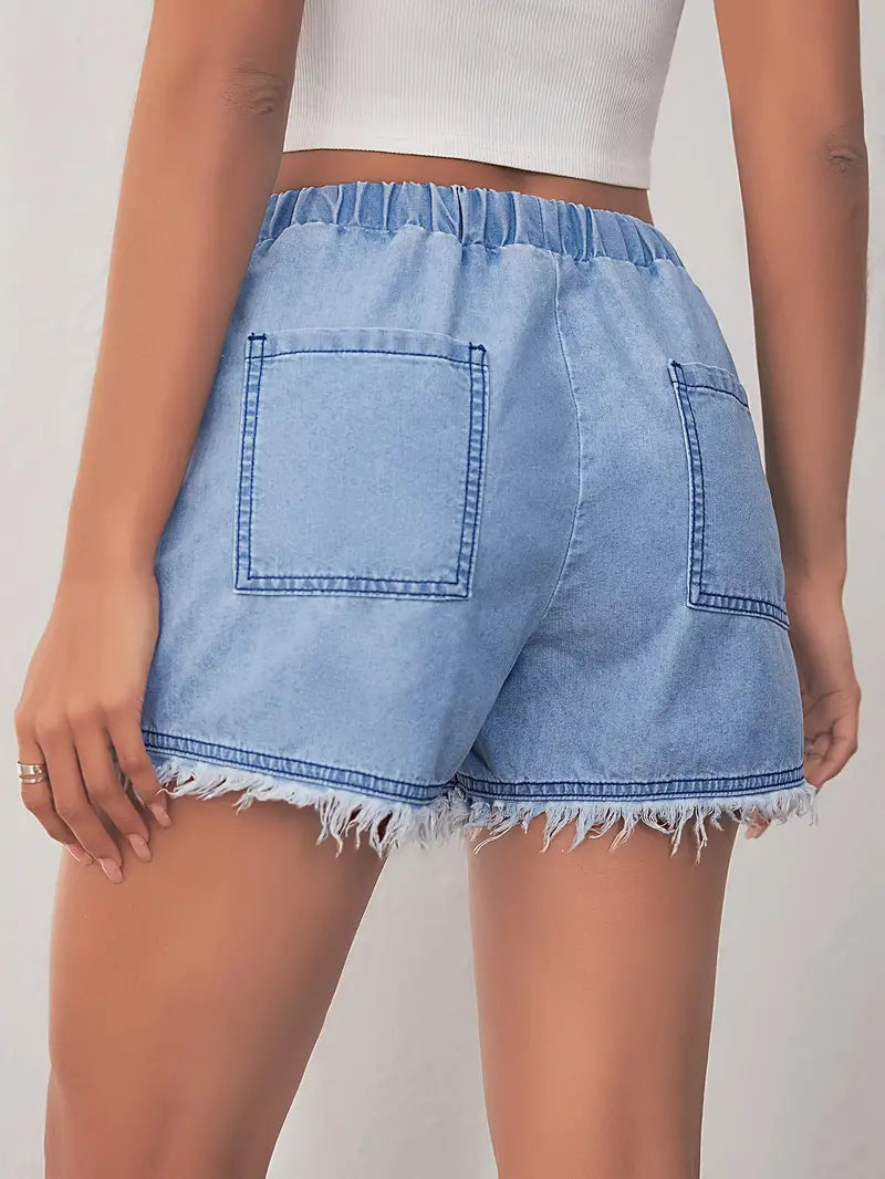 Eleanor – jeansshorts mit elastischem bund für frühling/sommer