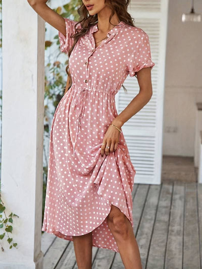 Chloe – a-linien-kleid mit polka-dot-print und v-ausschnitt