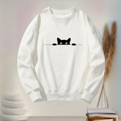 Katie – bequemes damen-sweatshirt mit schwarzem katzen-print