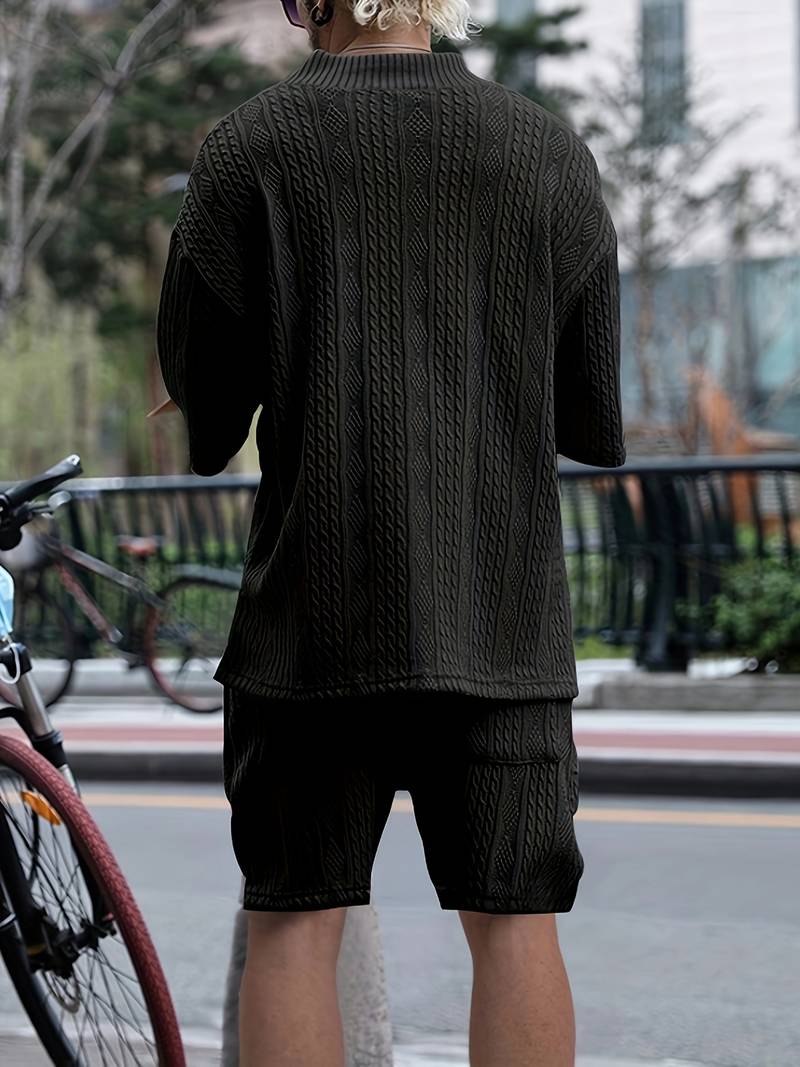 Andrew – set aus bequem sitzendem strickoberteil mit v-ausschnitt und passenden shorts