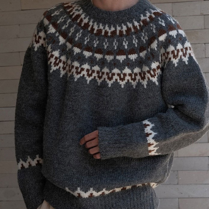 Alan – vintage-pullover mit rundhalsausschnitt