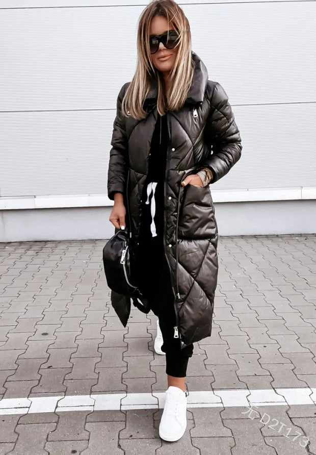 Gesteppte parka-jacke aus baumwolle