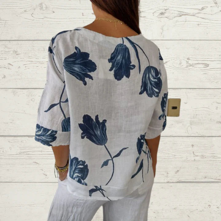 Alisa - langärmelige bluse mit blumen