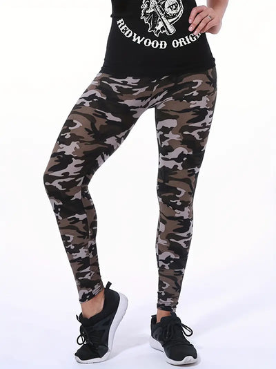 Aurora – lässige camouflage-leggings mit hoher taille