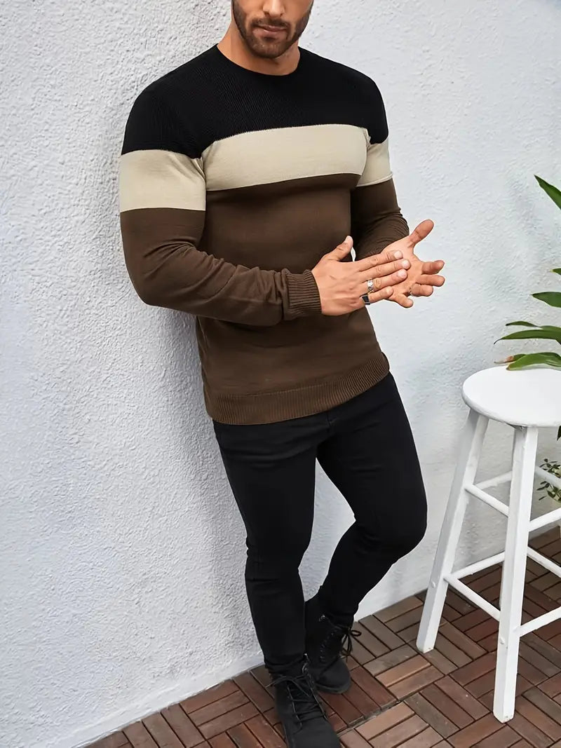 Christopher – pullover mit dreifarbigen streifen