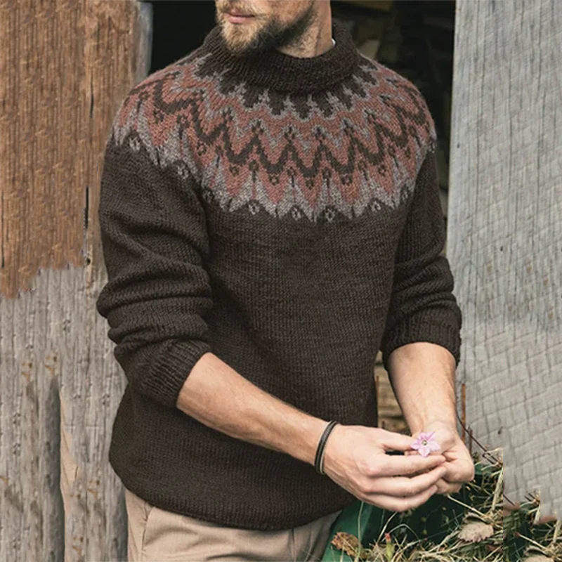 Adolfo – vintage-strickpullover mit rundhalsausschnitt für herren