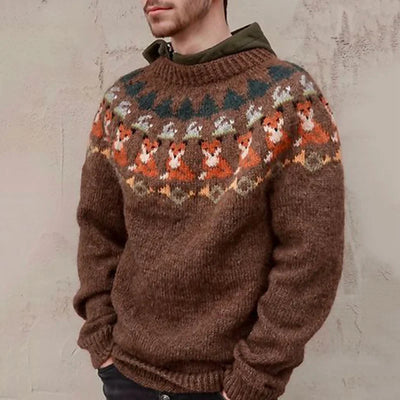 Adan – vintage-pullover mit rundhalsausschnitt und nieten für herren