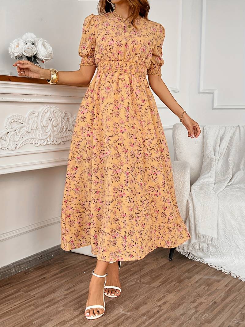 Amelia – kleid mit rundhalsausschnitt und blumendruck für frühling und sommer