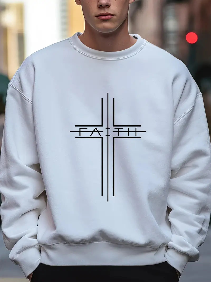 Kevin – faith cross-print-pullover für männer