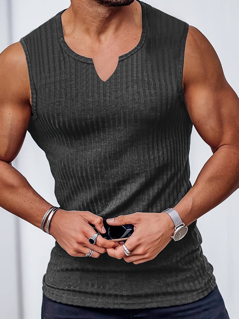 Dylan – rippstrick-tanktop mit hohem stretchanteil und v-ausschnitt