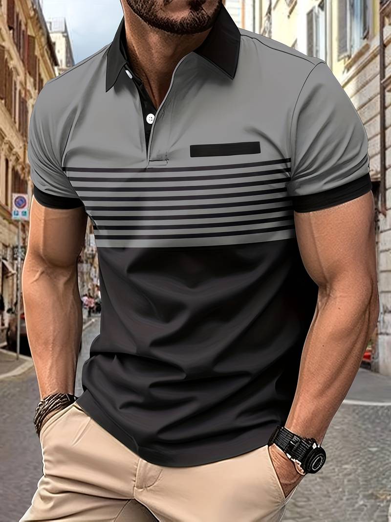 Davide – lässiges kurzarm-streifen-poloshirt für herren