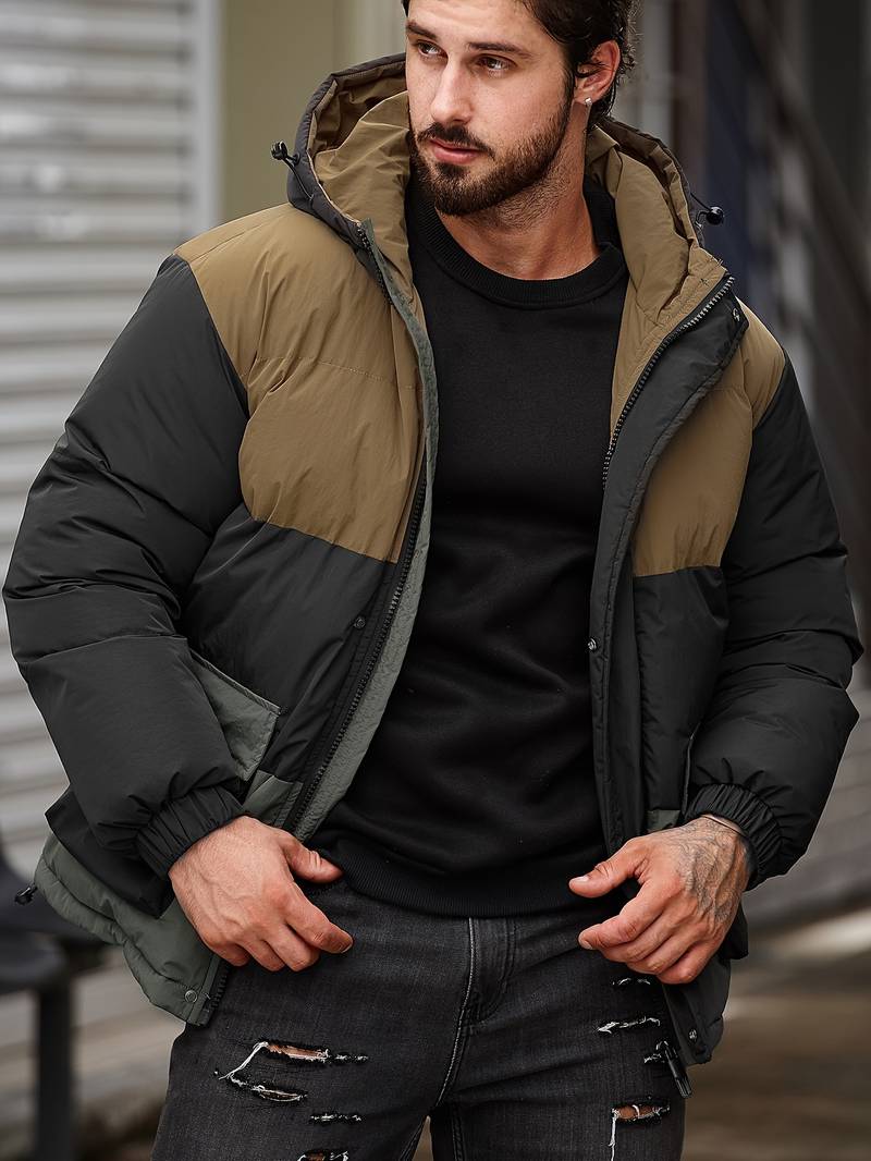 Finn – lässige, wattierte farbblockjacke für herren