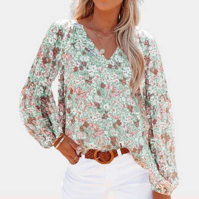 Amya - Damen Sommerbluse mit Blumenmuster