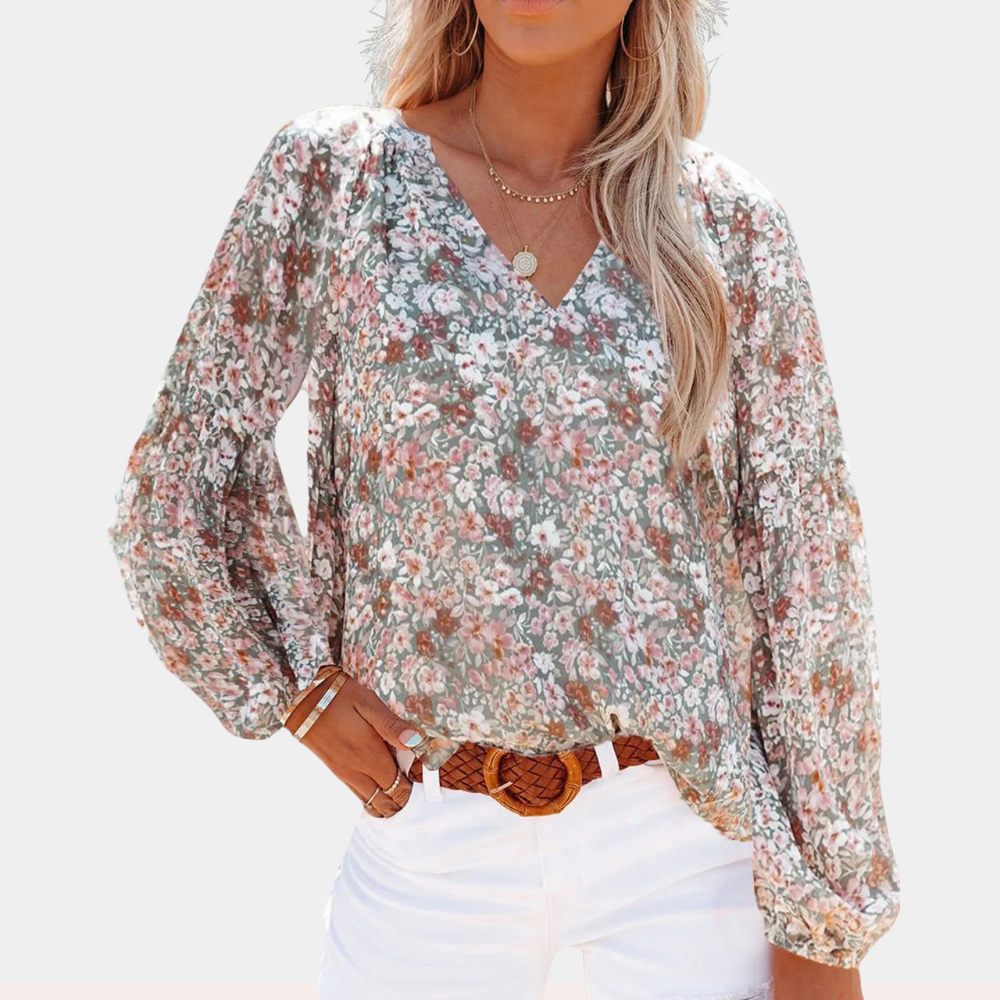 Amya - Damen Sommerbluse mit Blumenmuster