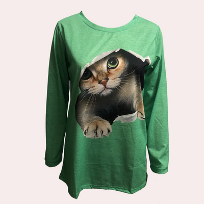 Damenbluse mit katzenprint