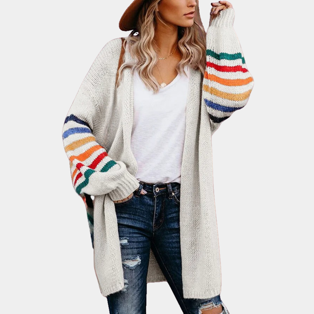 Camilla - Regenbogenbedruckter Damen-Cardigan