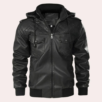 Kyriakos - elegante Herren Lederjacke mit trendigem kapuzenpulli