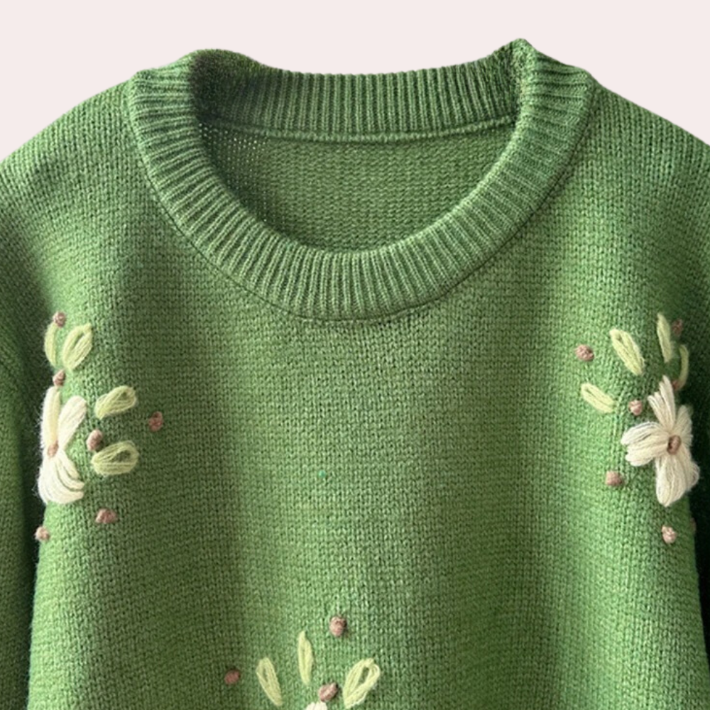 Kalina - eleganter damenpullover mit zarter stickerei