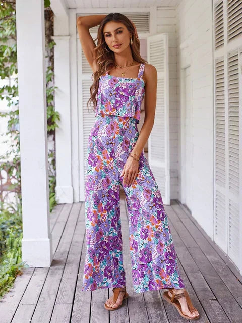 Élise - Blumen Jumpsuit mit Weiten Beinen