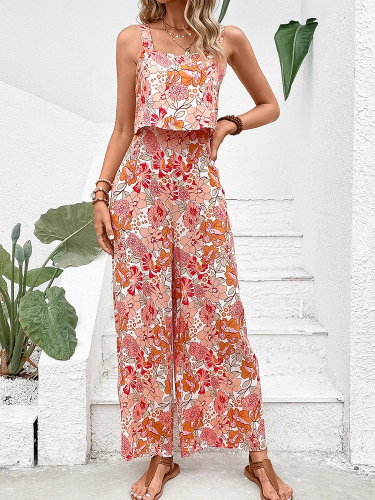 Élise - Blumen Jumpsuit mit Weiten Beinen