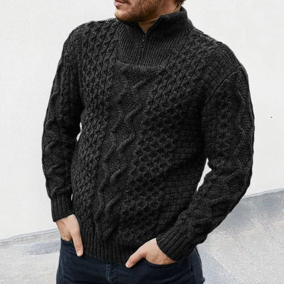 Gestrickt – premium-herrenpullover mit halbem reißverschlusskragen