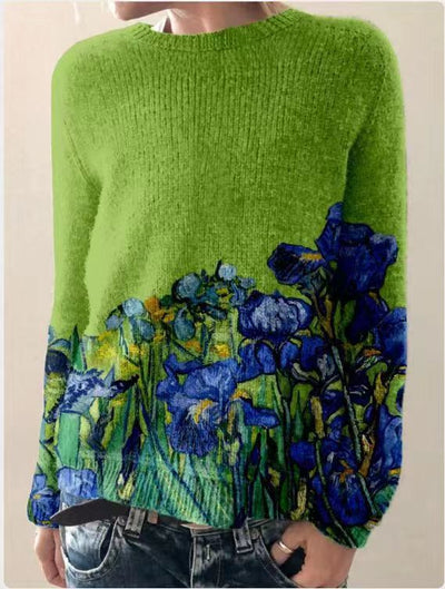 Blumenbestickter Pullover für Damen