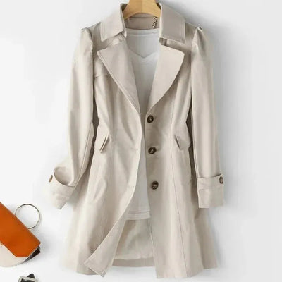 Elegante trenchcoat-jacke mit hübschem schnitt für gastgeber und winter