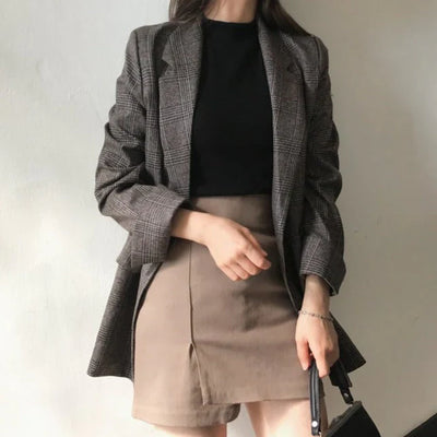 Flina -  blazer mit karierter jacke