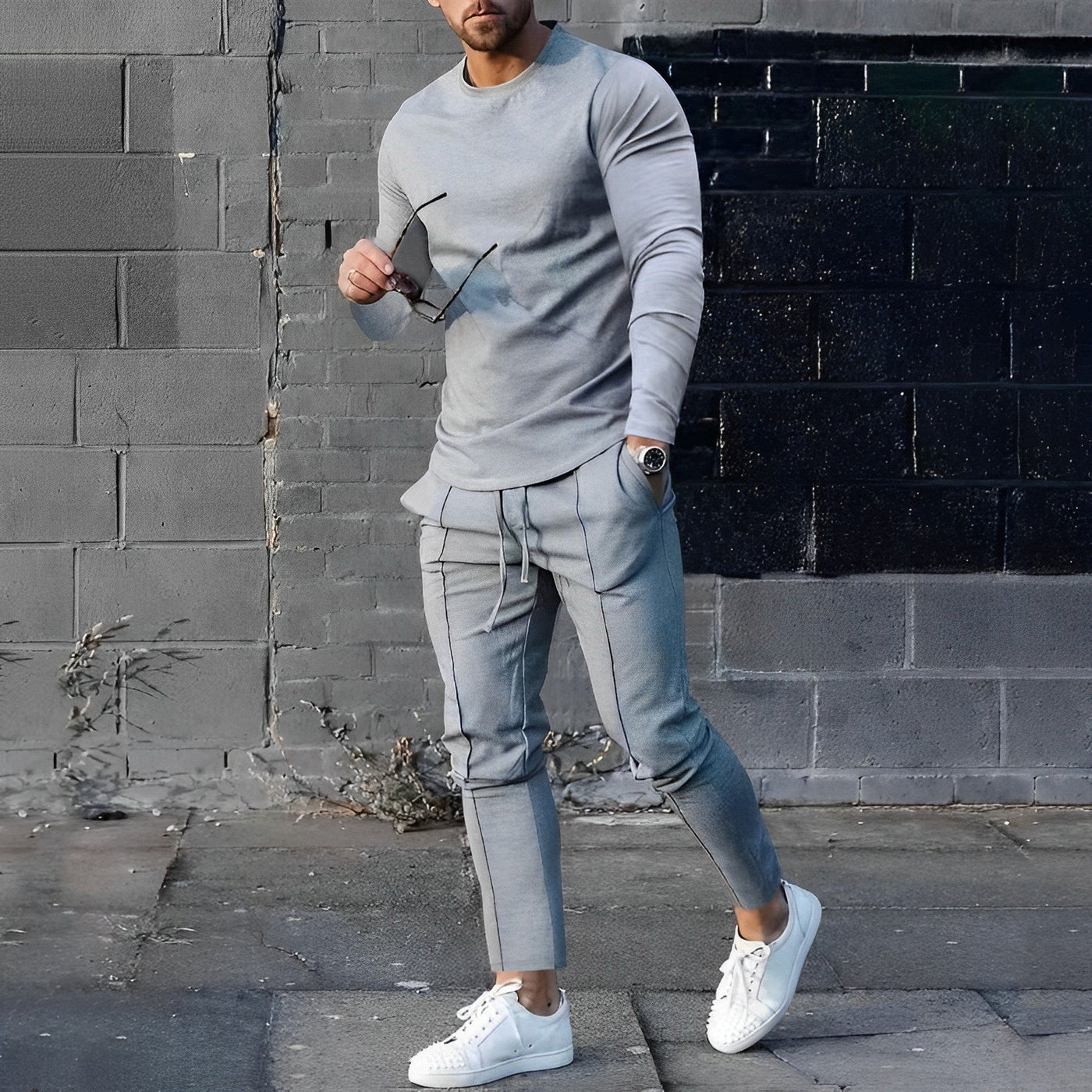 Ensemble Pullover und Hose für Herren - Komfort und Eleganz - Projekt Paris - Optimaler Komfort mit einem koordinierten und modernen Look - Weicher Stoff und taillierter Schnitt