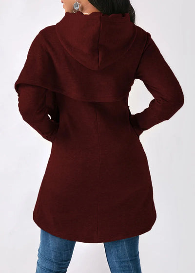 Asymmetrischer Kapuzenpullover mit Saum für Damen