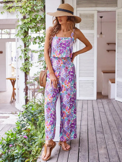 Élise - Blumen Jumpsuit mit Weiten Beinen