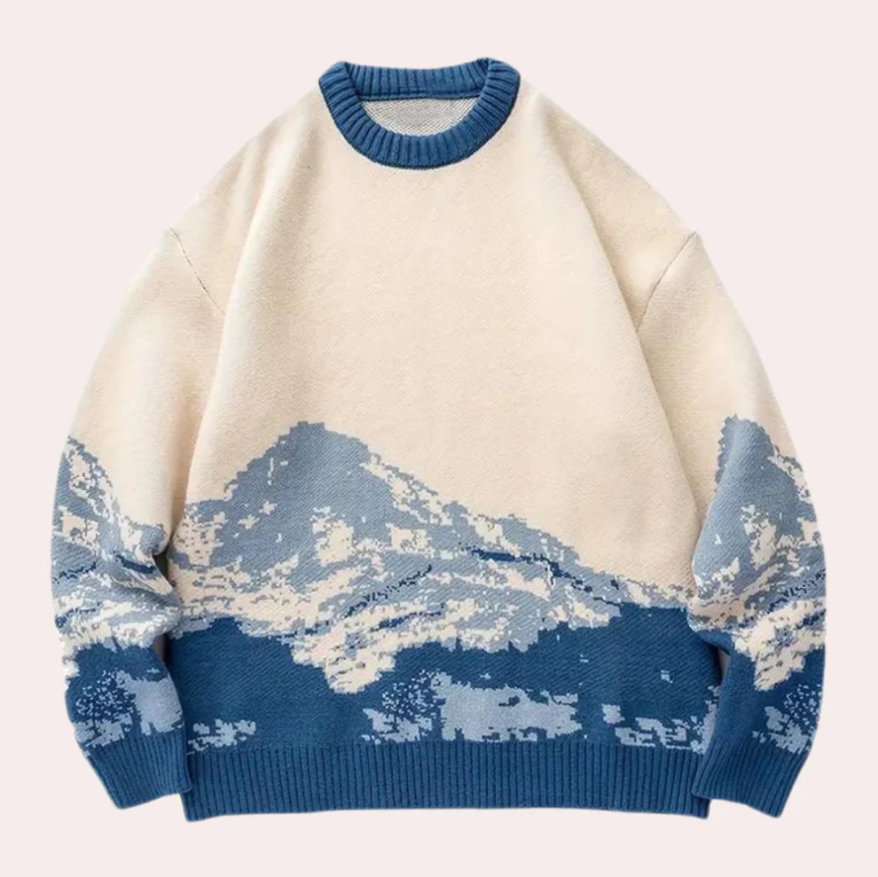 Godelief – pullover für herren mit auffälligem bergprint