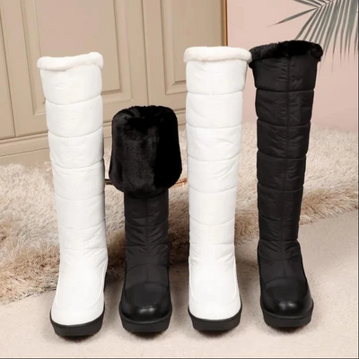 Enge winterstiefel - pelzgefütterte kniehohe schneestiefel für frauen