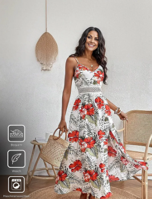 Emily – romantisches ärmelloses maxikleid mit blumendruck