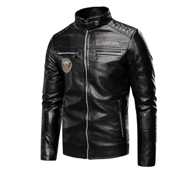 Joach - herren lederjacke mit patches