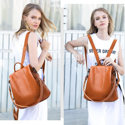 Antonia - Antidiebstahl Leder Rucksack