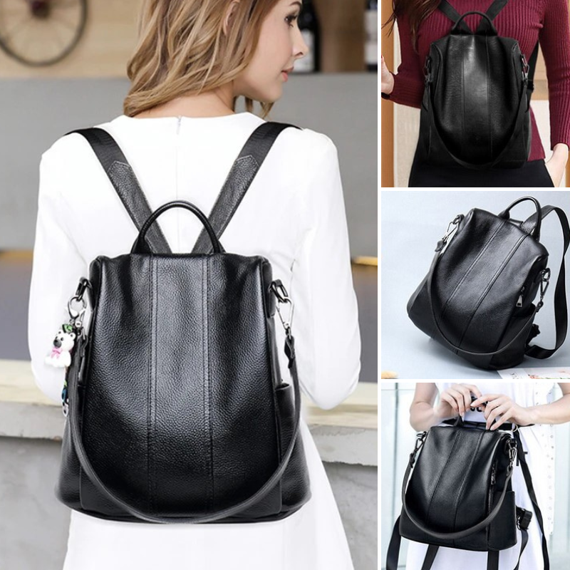 Antonia - Antidiebstahl Leder Rucksack