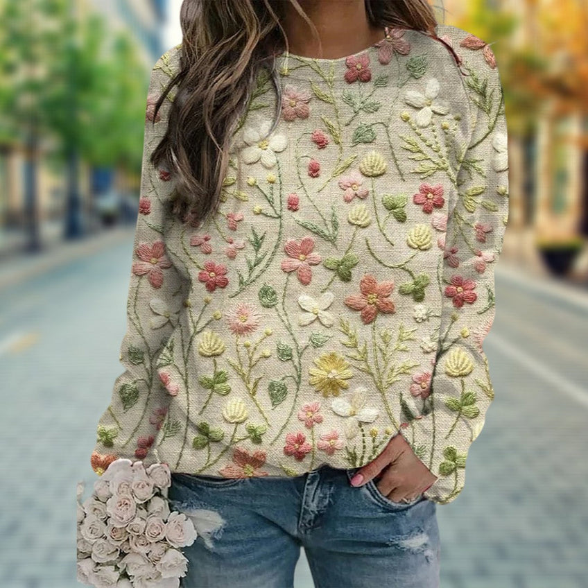 Daisy – modischer Blumenpullover für Damen