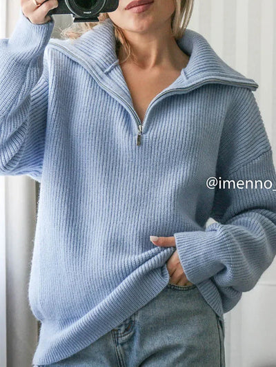 Amelina - warmer rollkragenpullover mit reibverschluss