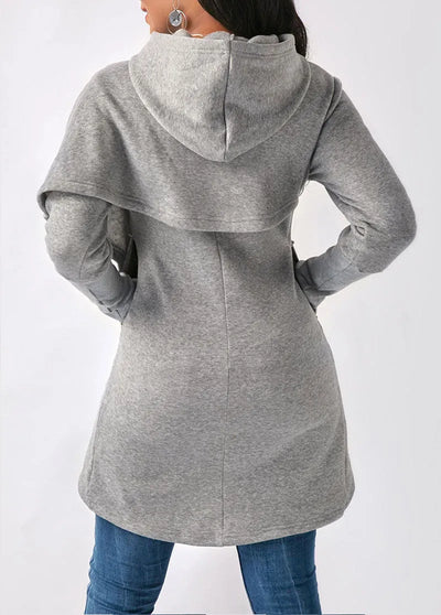 Asymmetrischer Kapuzenpullover mit Saum für Damen