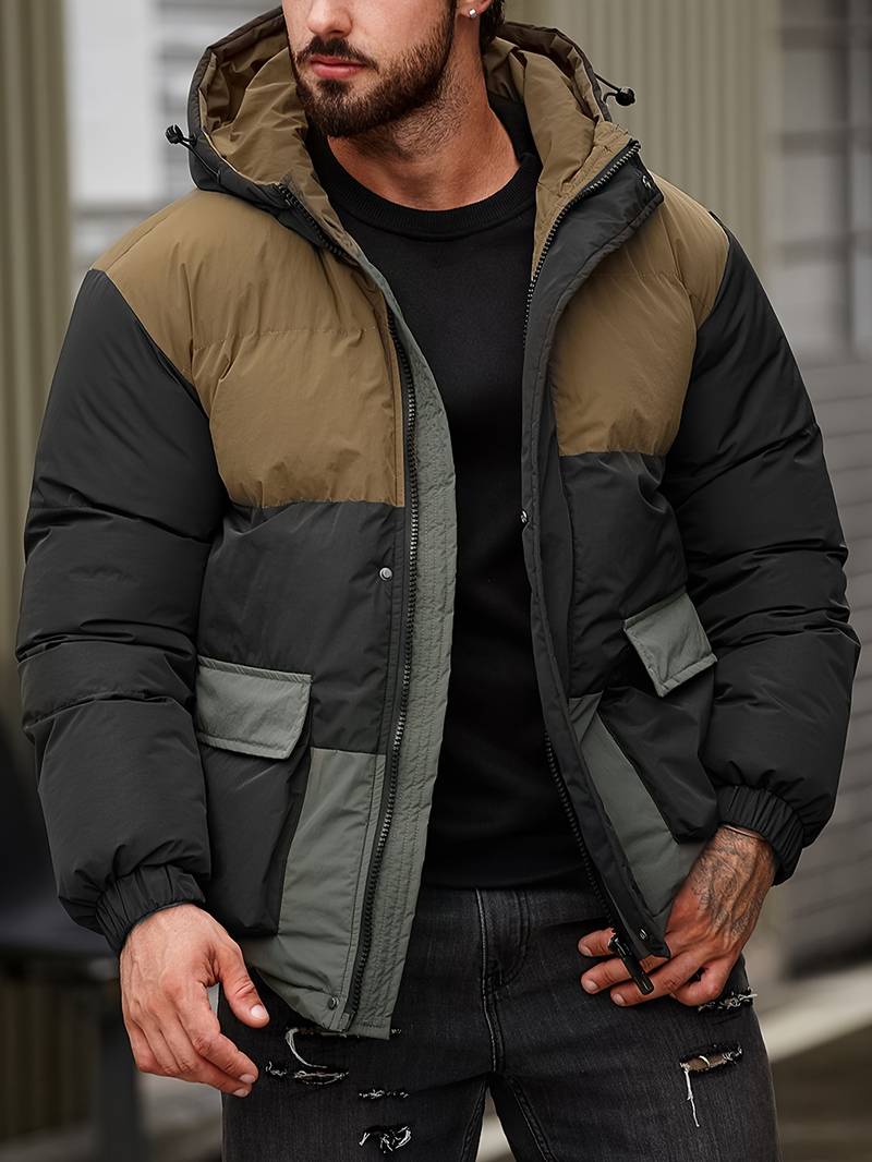 Finn – lässige, wattierte farbblockjacke für herren