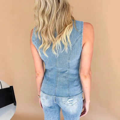 Camila | Damen lässige ärmellose Jeansweste