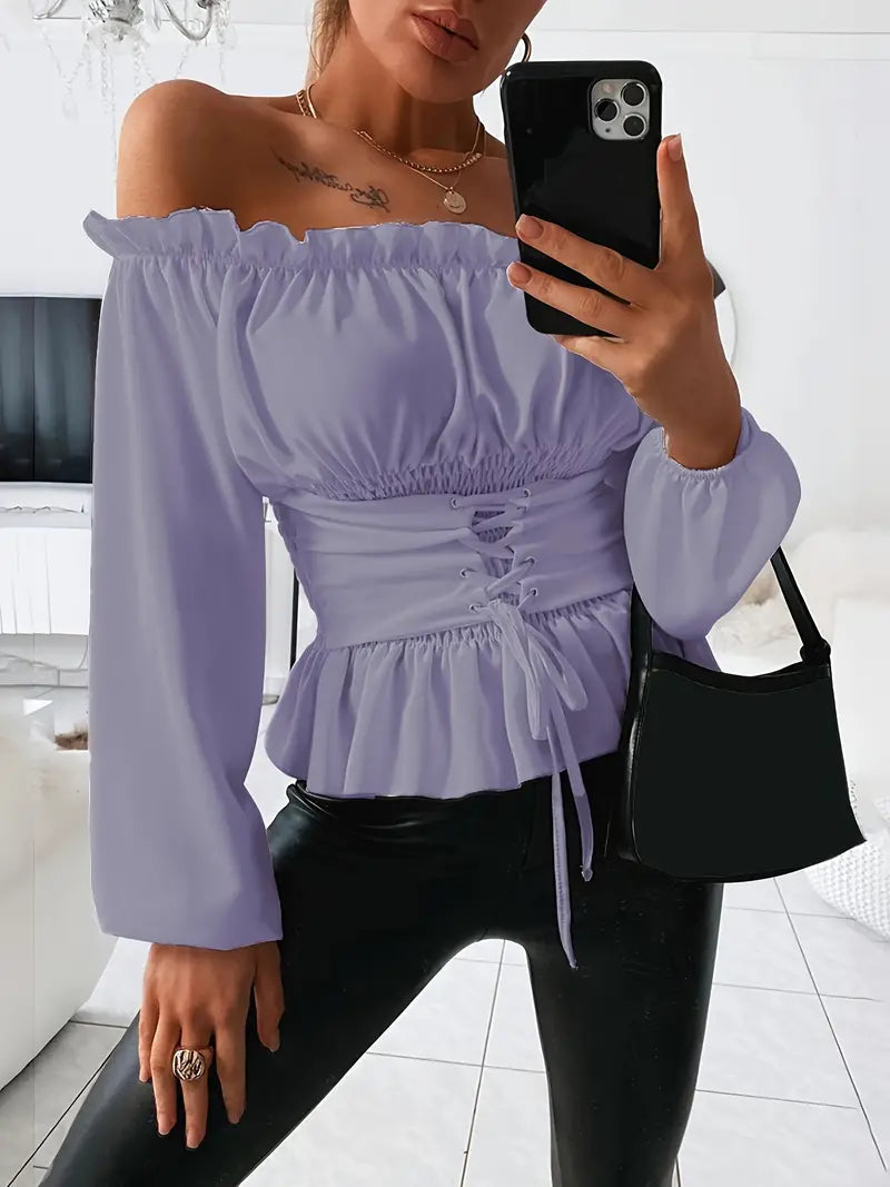 Amelia – bluse mit rüschenbesatz für damen