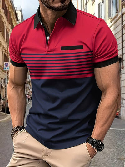 Davide – lässiges kurzarm-streifen-poloshirt für herren