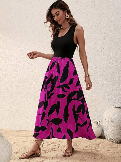 Aria – spleißkleid mit rundhalsausschnitt für frühling und sommer