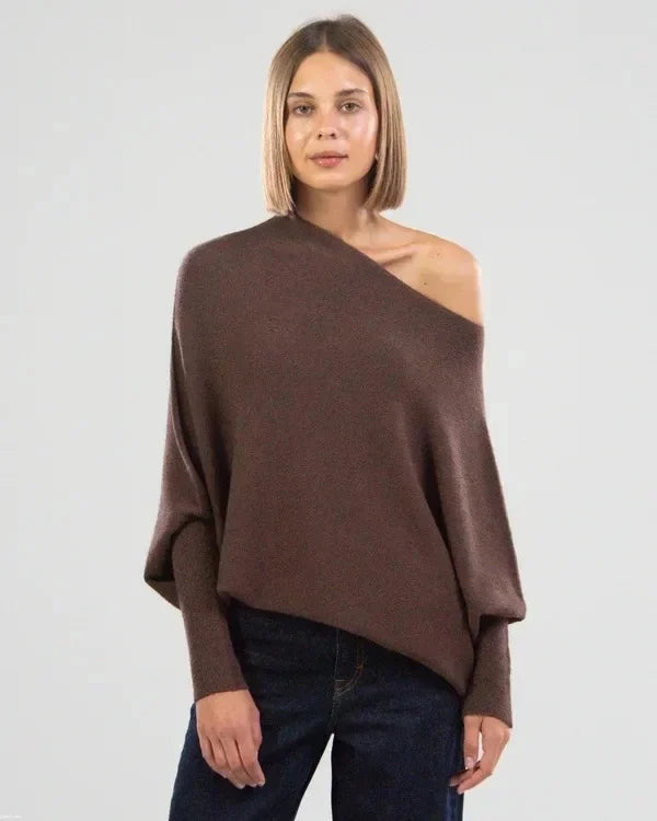 Élise - Asymmetrischer Drapé-Pullover