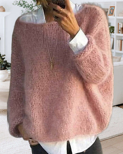 Farbiger pullover mit rundhalsausschnitt