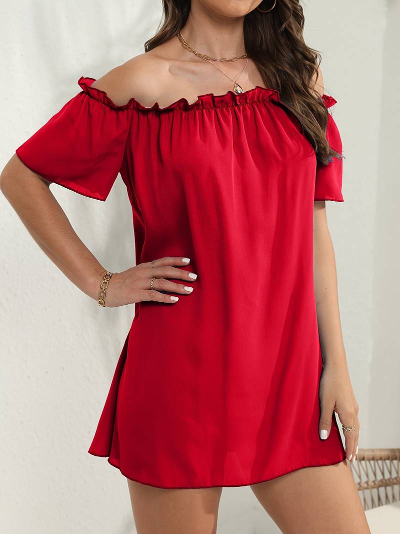 Amelia – schulterfreies sommerkleid mit kurzen armeln