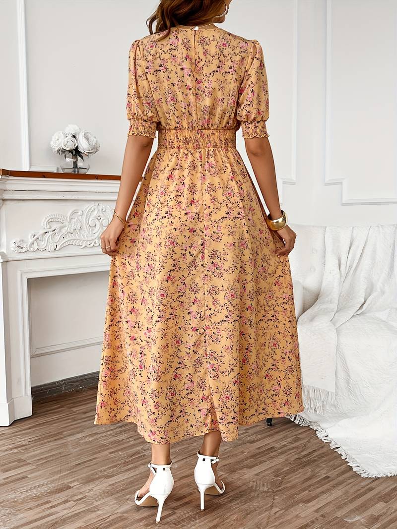 Ella – kleid mit blumendruck und rundhalsausschnitt für frühling und sommer