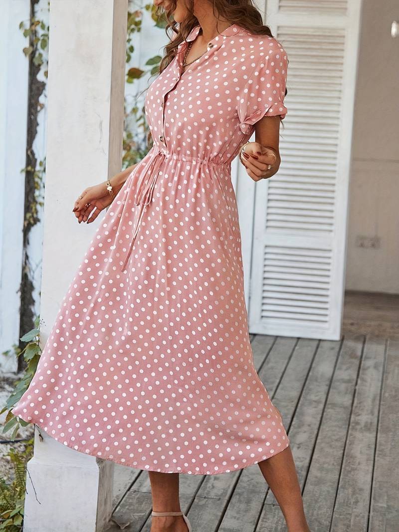 Chloe – a-linien-kleid mit polka-dot-print und v-ausschnitt